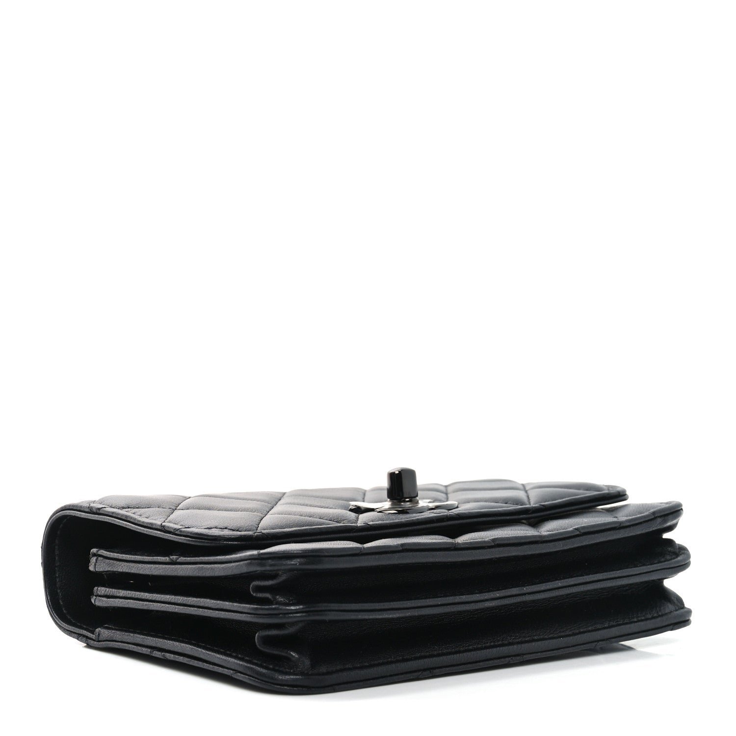 Lambskin Quilted Mini Trendy CC Wallet On Chain WOC So Black - Image 4
