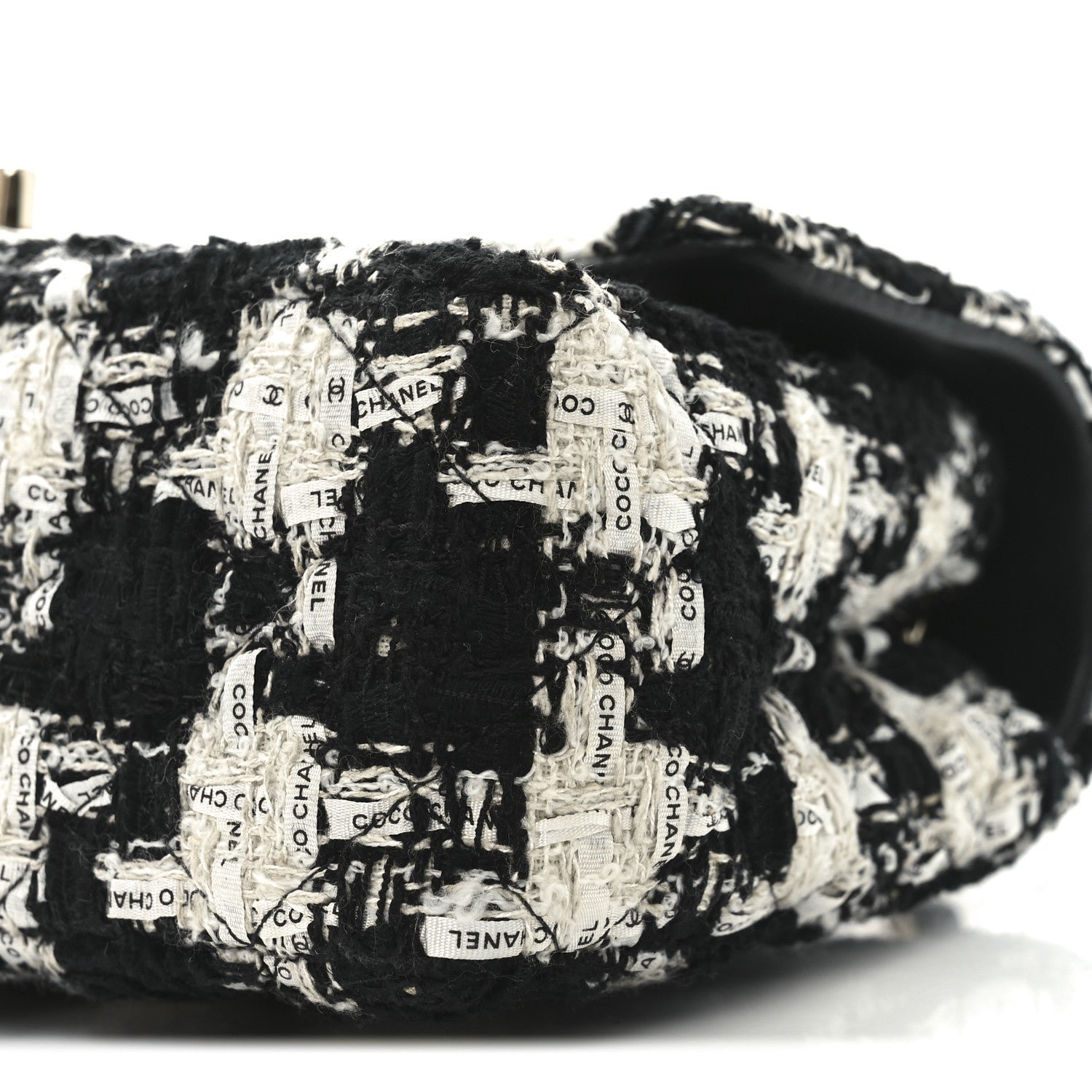 Tweed Quilted Mini Rectangular Flap Black Ecru White - Image 10