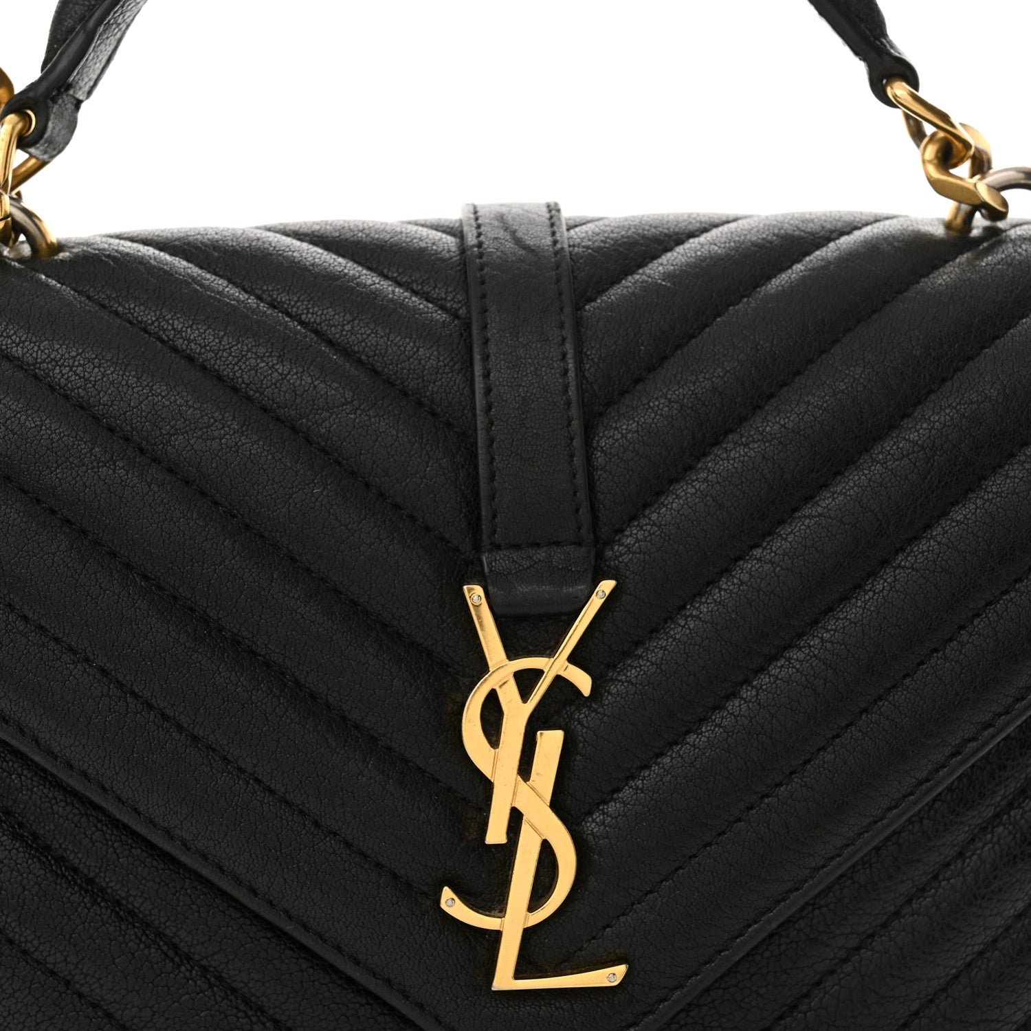 Sheepskin Matelasse Chevron Monogram Medium College Bag Black - Image 8