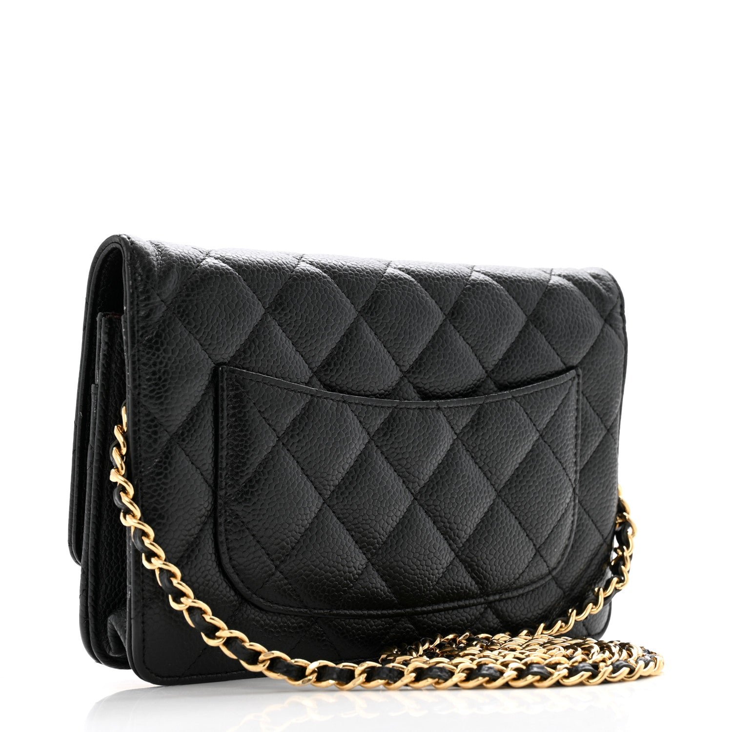 Caviar Quilted Wallet on Chain WOC Black - Image 3