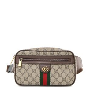 Soft GG Supreme Monogram Medium Ophidia Belt Bag Dark Brown