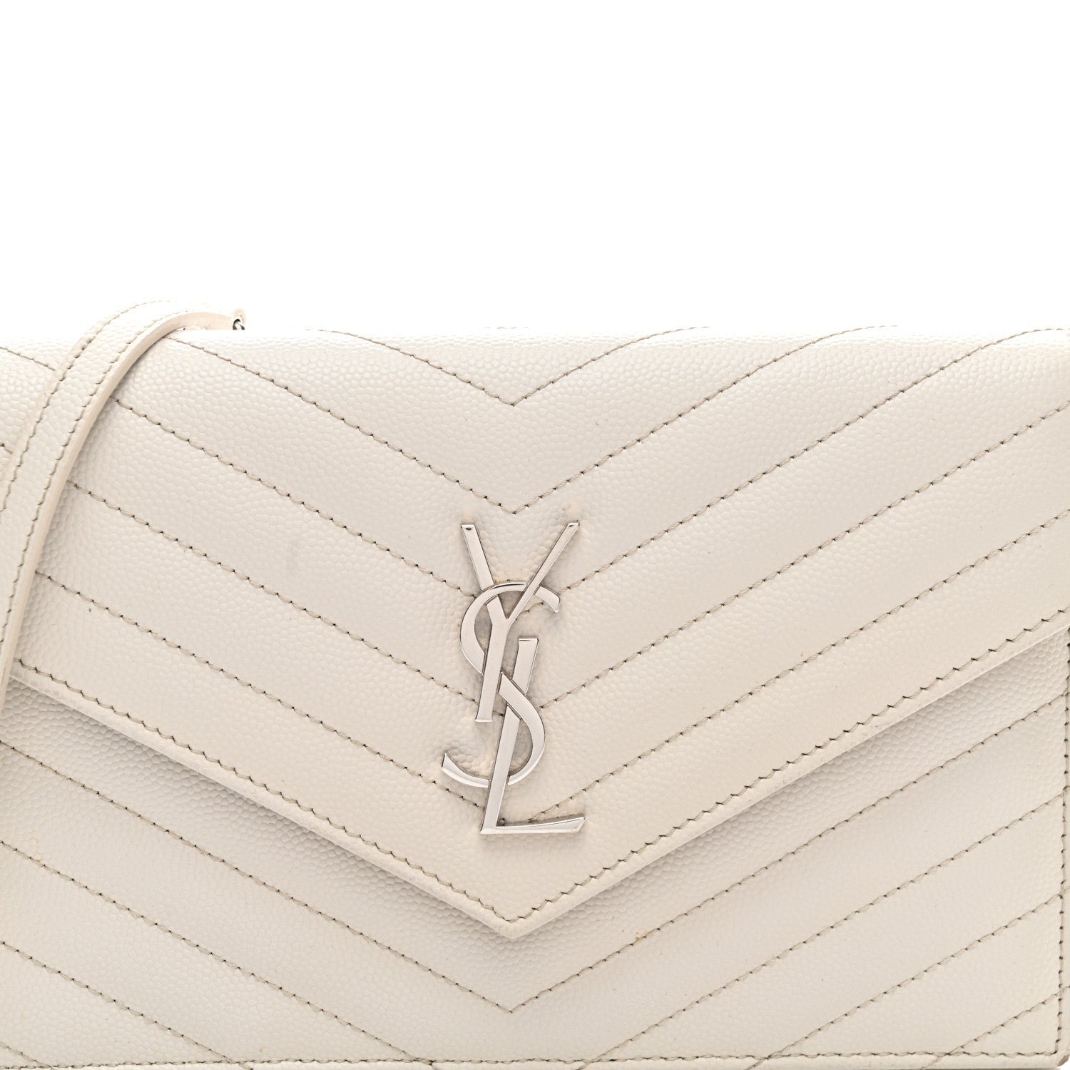 Grain De Poudre Matelasse Chevron Monogram Envelope Chain Wallet Crema Soft - Image 8