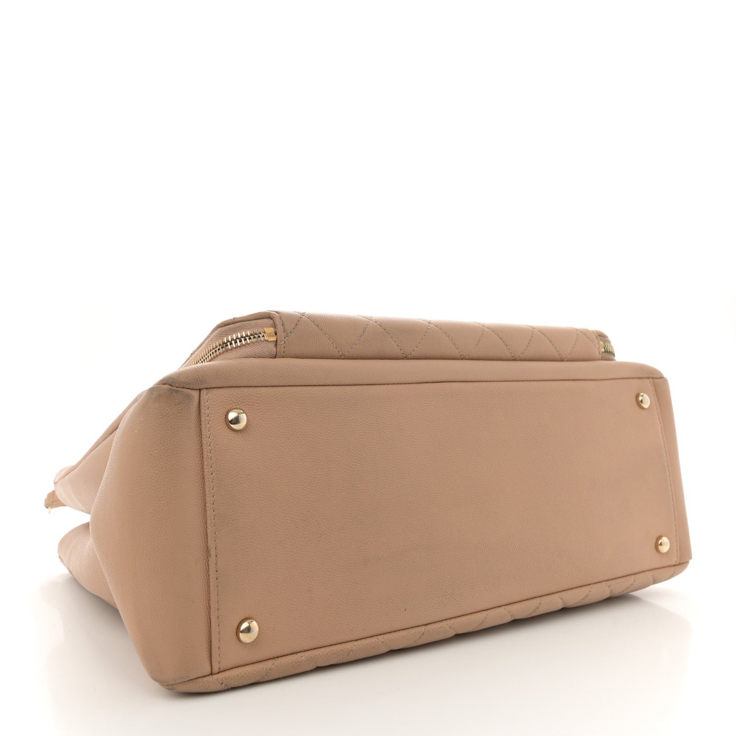 Caviar Quilted Large Business Affinity Shopping Bag Beige - Image 4