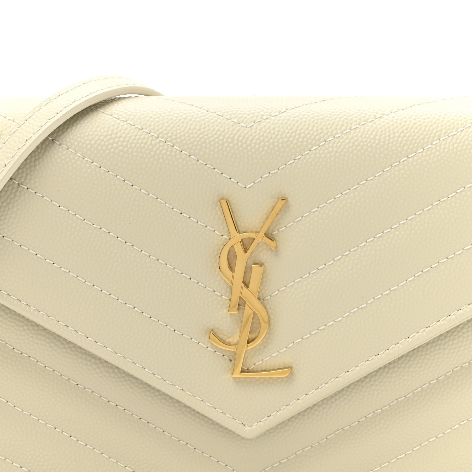 Grain De Poudre Matelasse Chevron Monogram Envelope Chain Wallet Crema Soft - Image 7