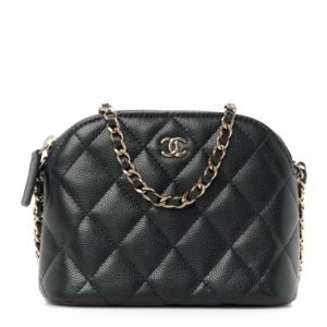 Caviar Quilted Classic Clutch with Chain Black