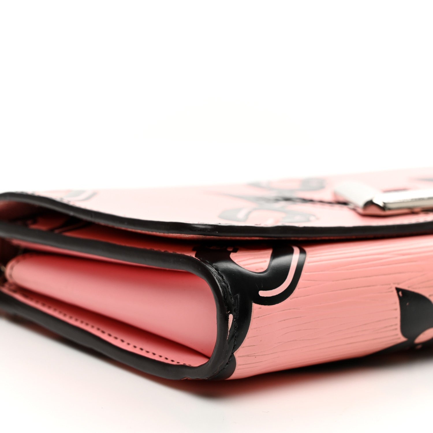 Epi Chain Flower Print Twist Chain Wallet Pink - Image 8