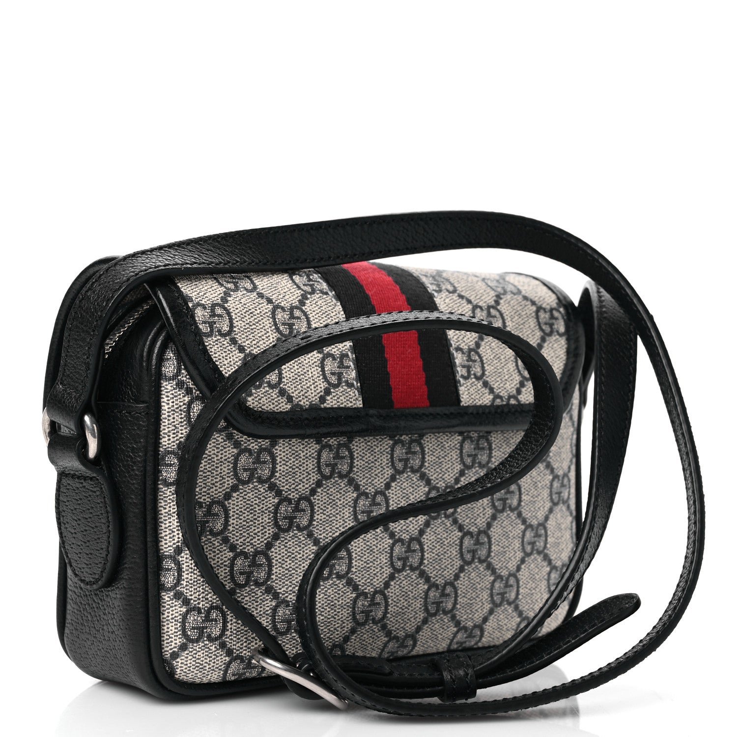 GG Supreme Monogram Textured Dollar Calfskin Mini Ophidia Flap Shoulder Bag Beige Blue - Image 2