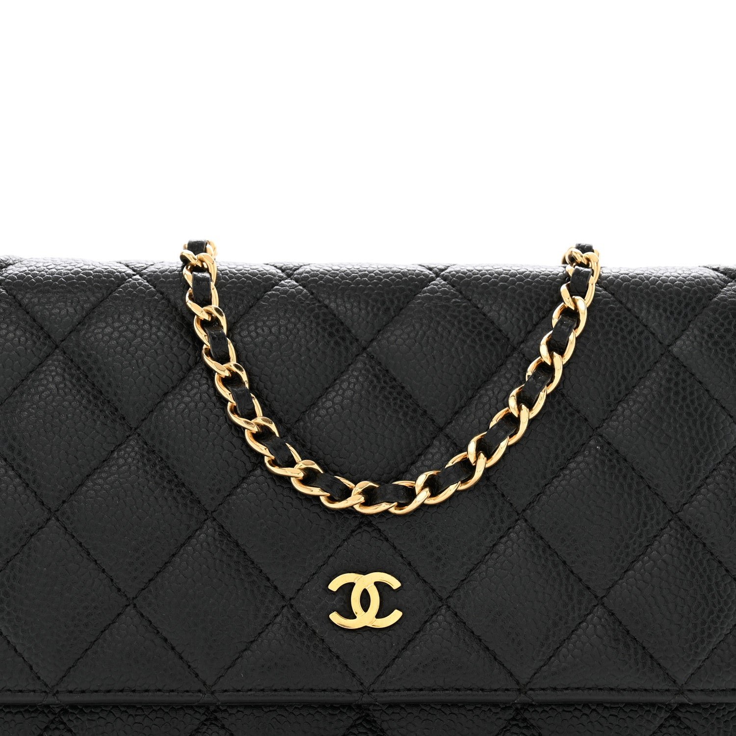 Caviar Quilted Wallet on Chain WOC Black - Image 9