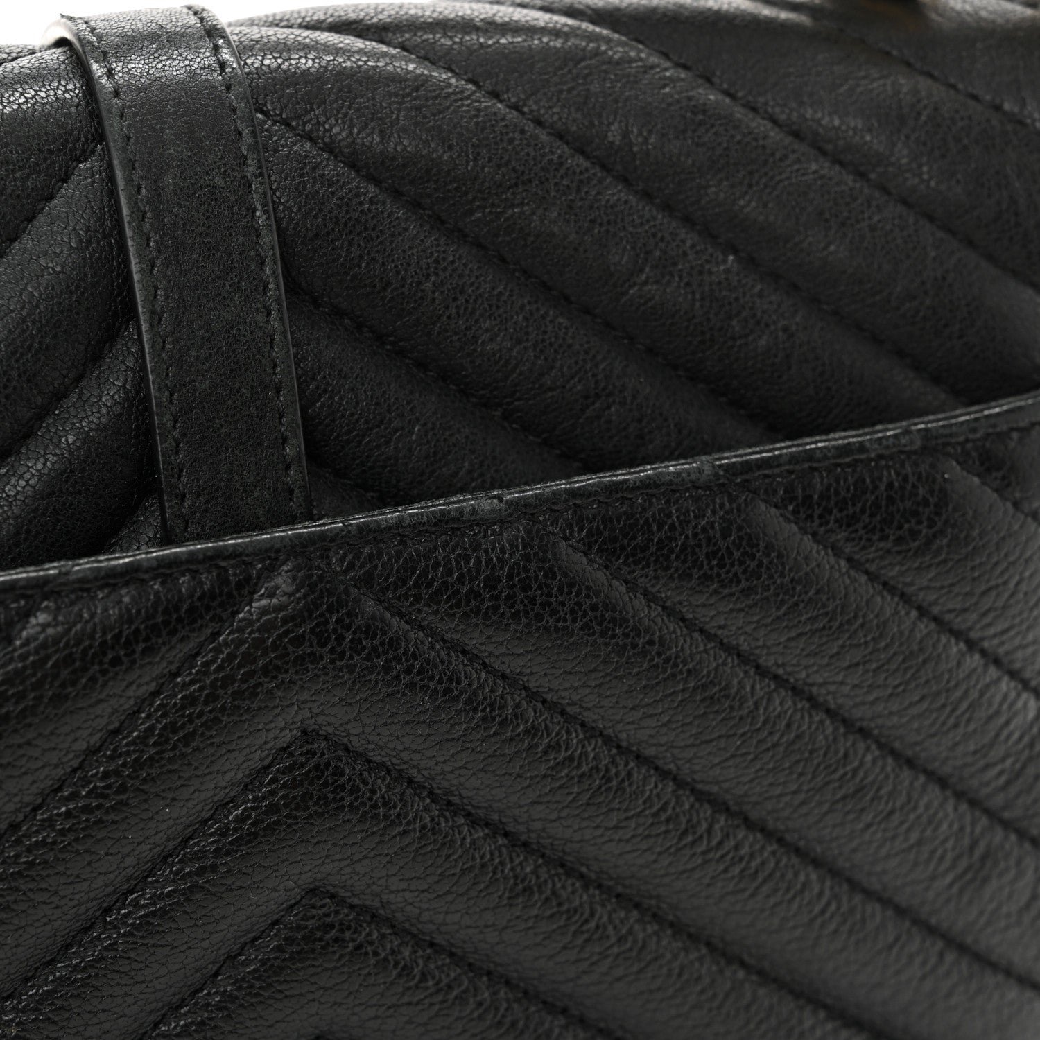 Sheepskin Matelasse Chevron Monogram Medium College Bag Black - Image 18