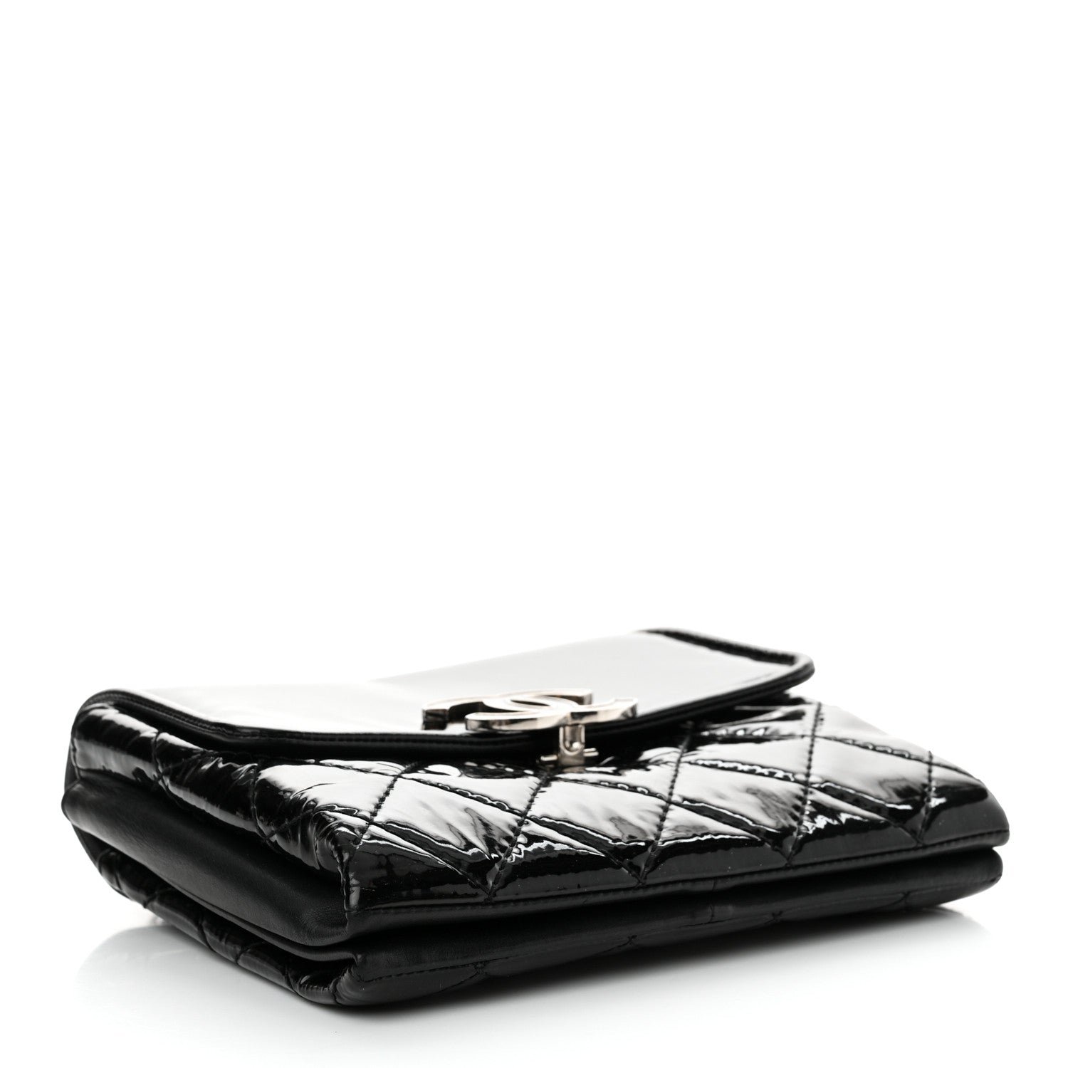 Patent Quilted Hamptons Flap Bag Black - Image 4